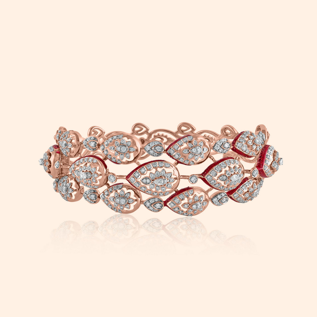 Crimson Wreath Diamond Oval Bangle