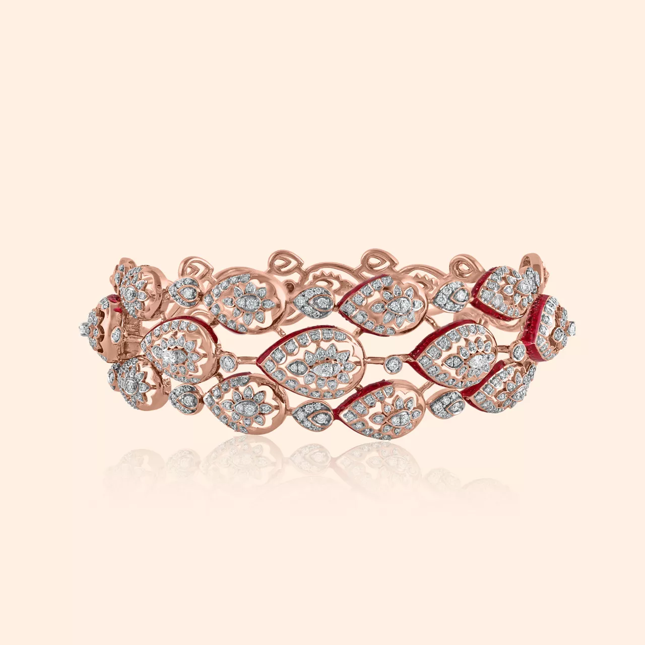 Crimson Wreath Diamond Oval Bangle
