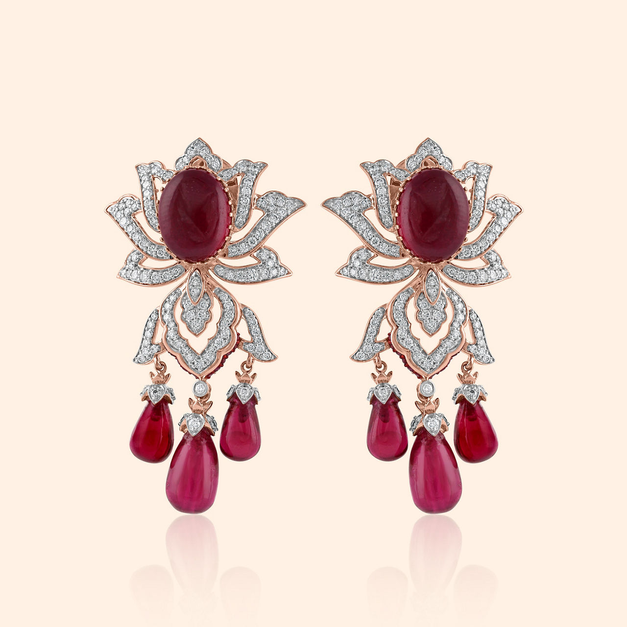 Padma Raga Diamond Drop Earrings