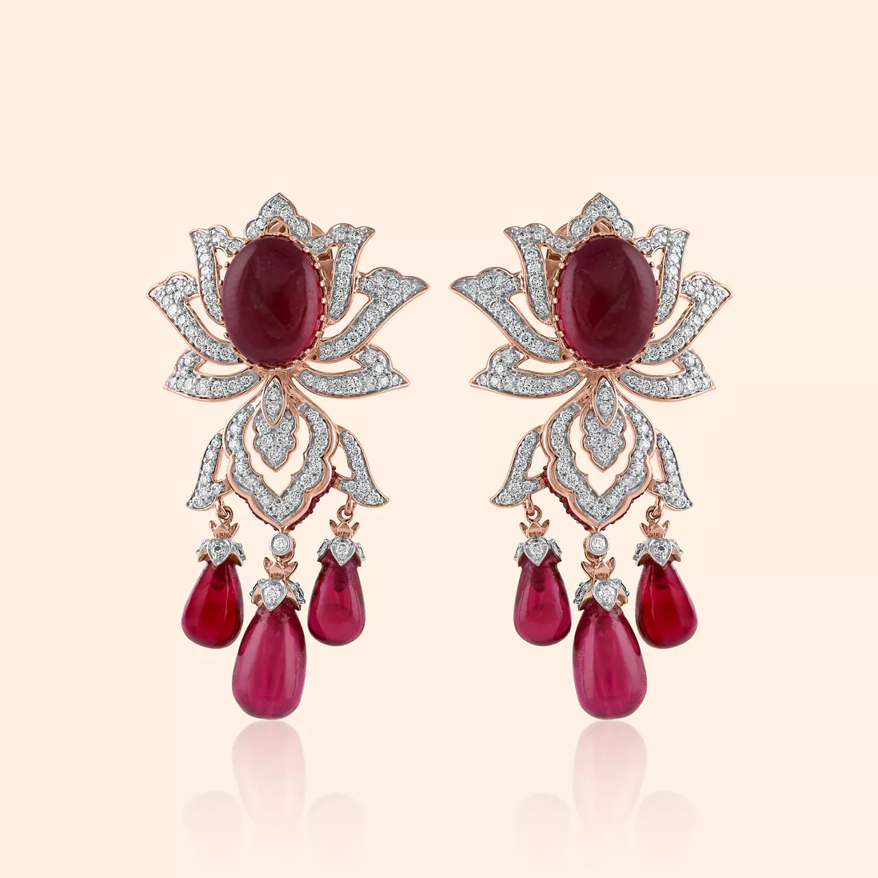 Padma Raga Diamond Drop Earrings