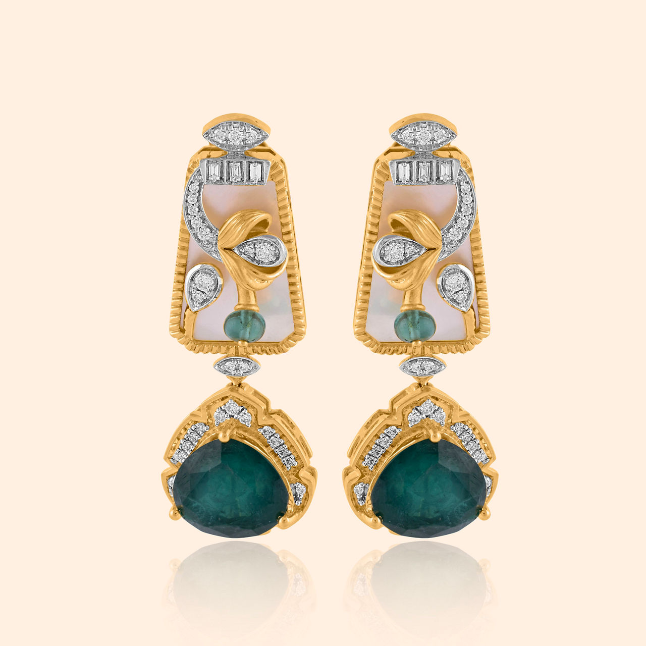 Amala Diamond Earrings With Mother of Pearl