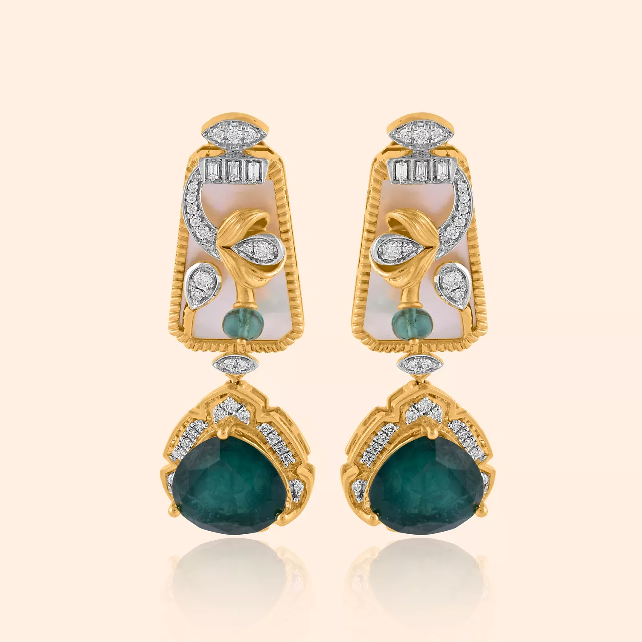 Amala Diamond Earrings With Mother of Pearl