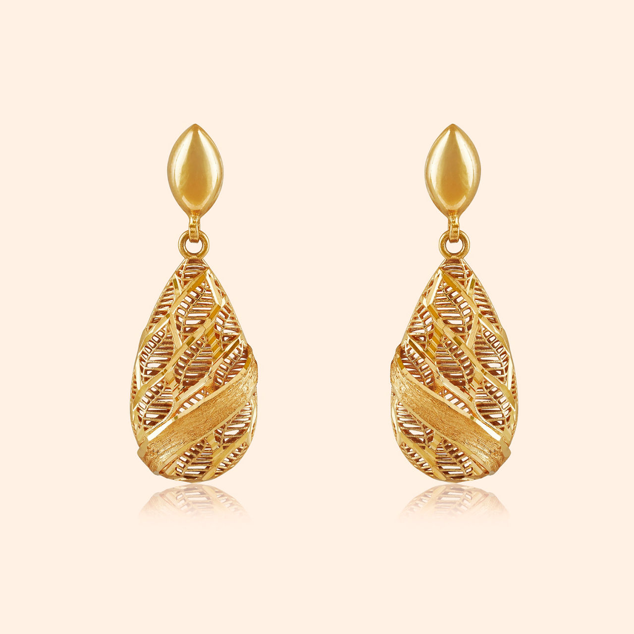 Linea Gold Drop Earrings By Indriya - Aditya Birla Jewellery