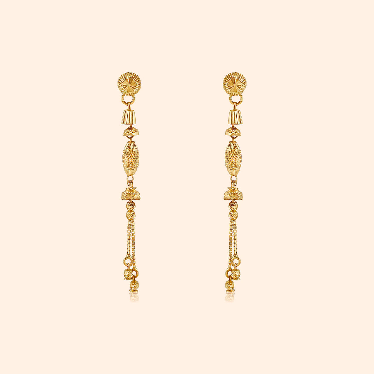 Linea Gold Drop Earrings By Indriya - Aditya Birla Jewellery