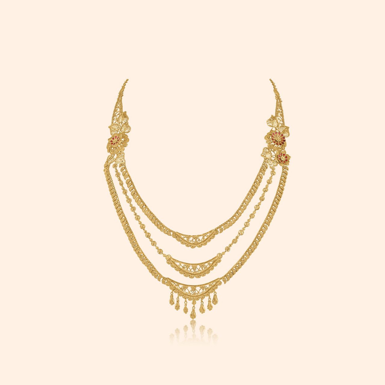 Vanamala Gold Long Necklace