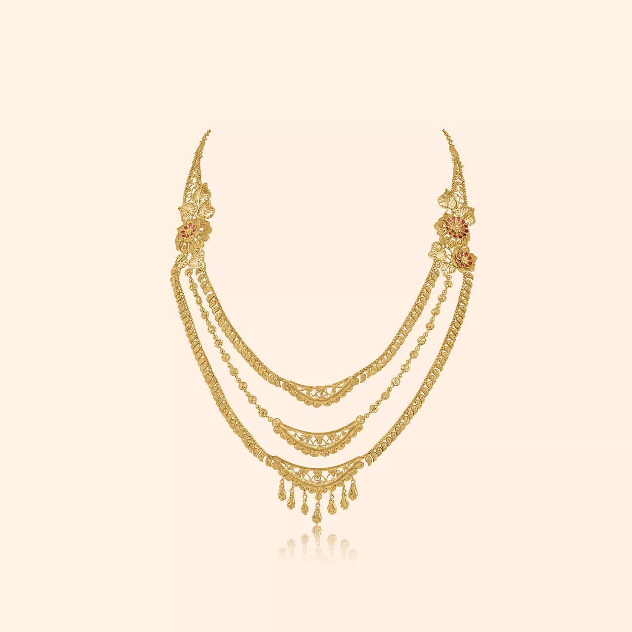 Vanamala Gold Long Necklace