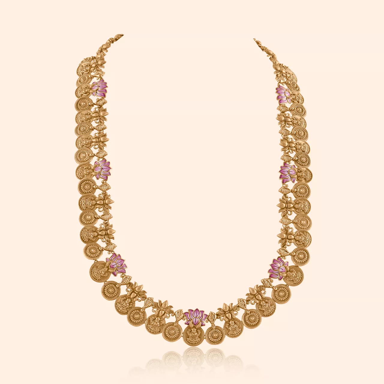 Lakshmi Padma Coin Gold Necklace