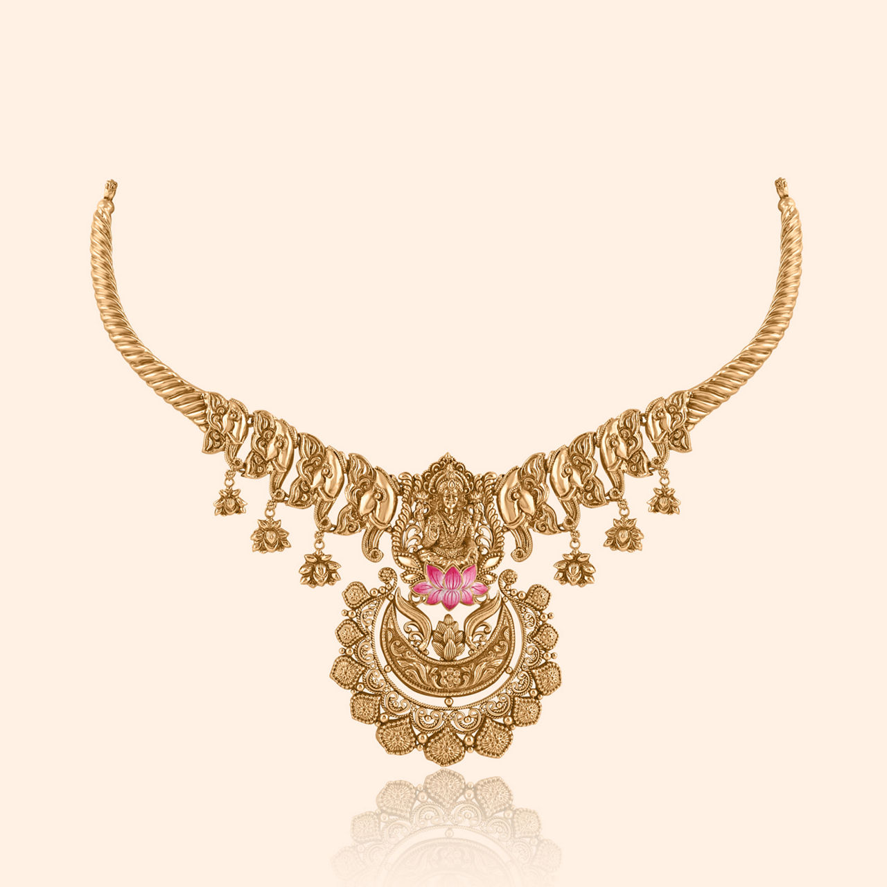 Gajalakshmi Padmavati Gold Short Necklace
