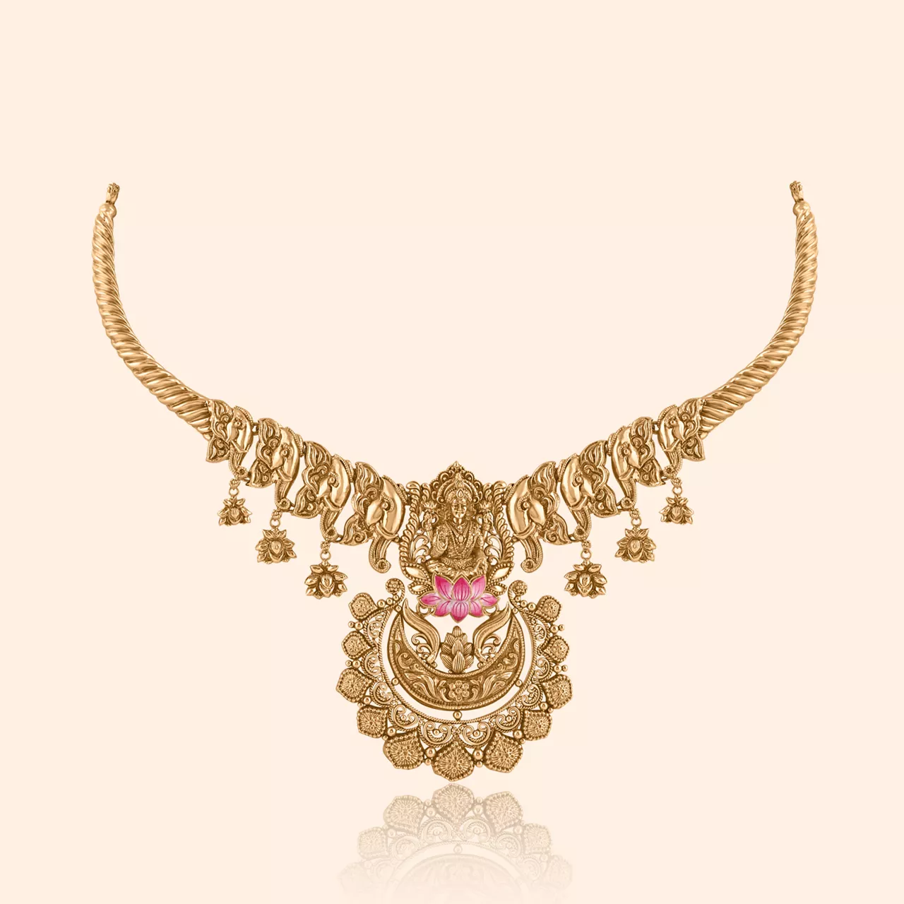 Gajalakshmi Padmavati Gold Short Necklace