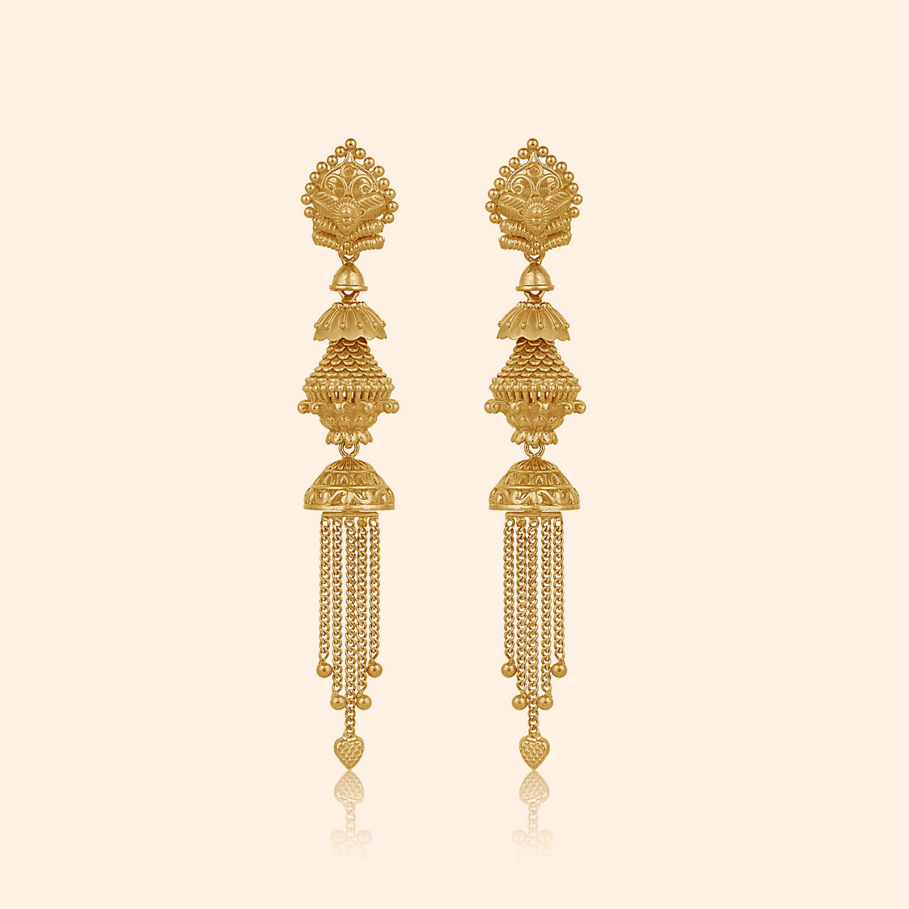Miraa Gold Drop Earrings By Indriya - Aditya Birla Jewellery