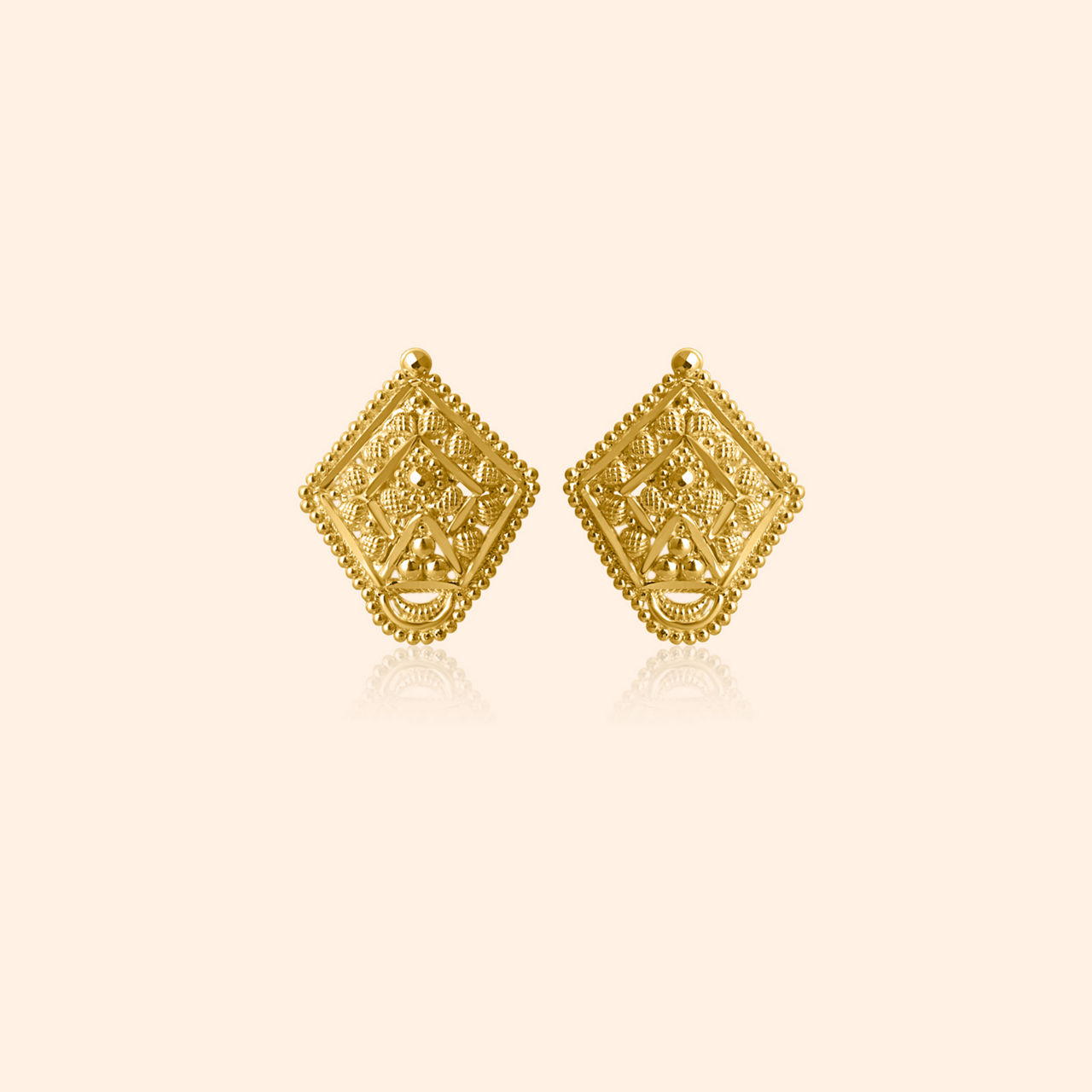 Althara Gold Stud Earrings By Indriya - Aditya Birla Jewellery