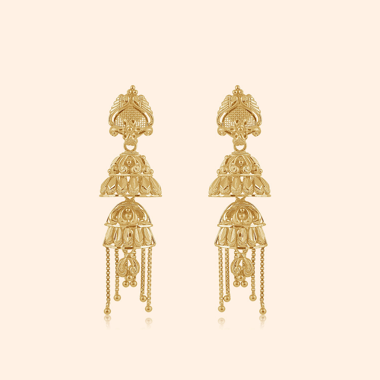 Phoolrangi Gold Drop Earrings