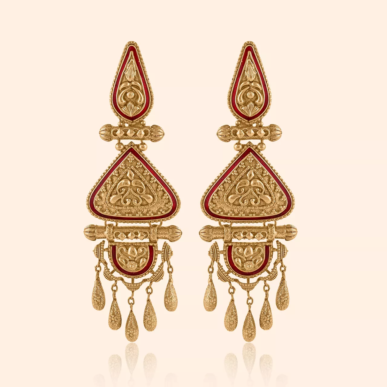 Peacock Lore Gold Drop Earrings