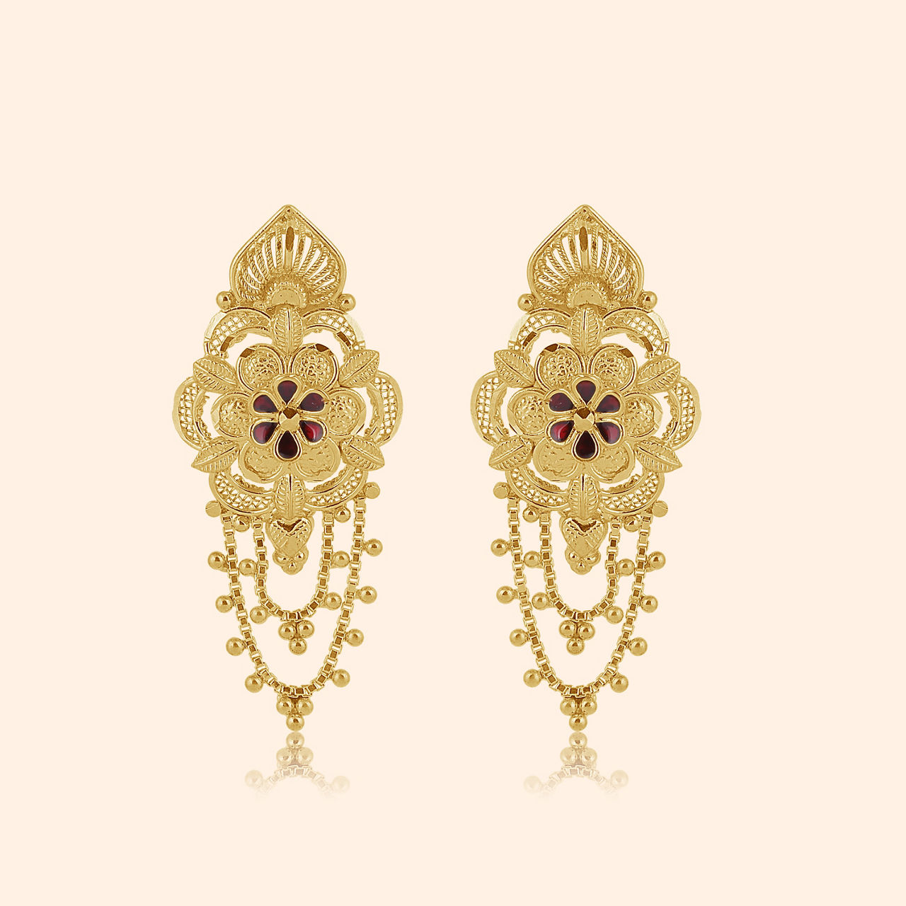Pushpini Gold Drop Earrings