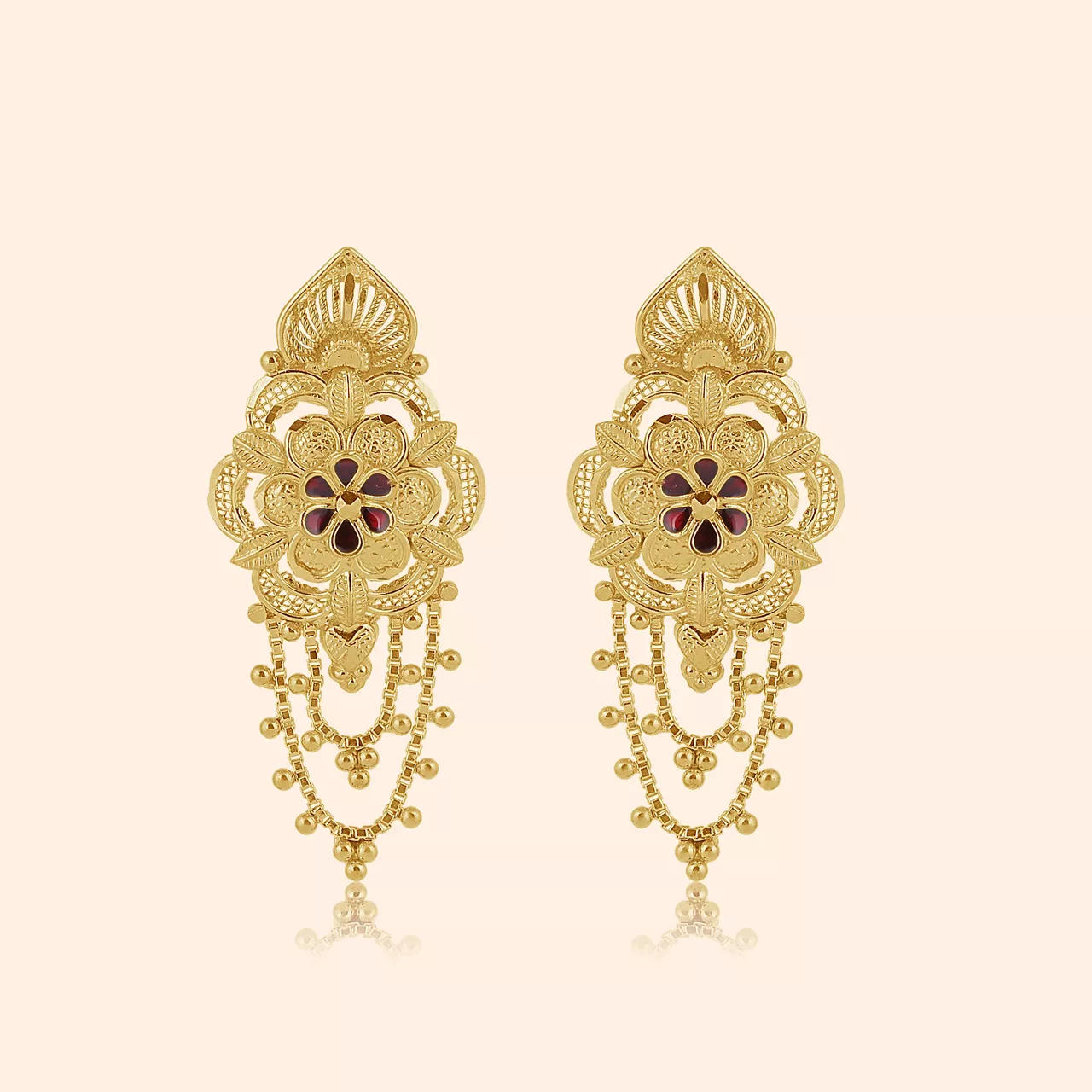 Pushpini Gold Drop Earrings