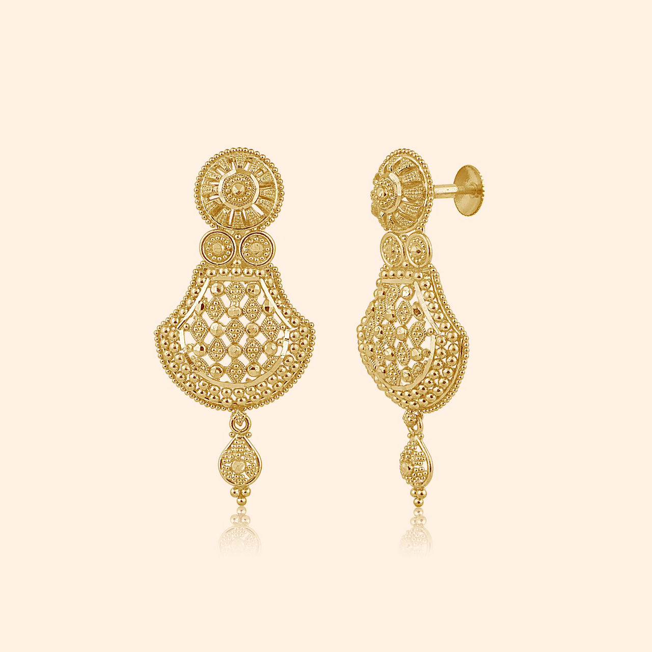 Vasira Gold Drop Earrings By Indriya Aditya Birla Jewellery