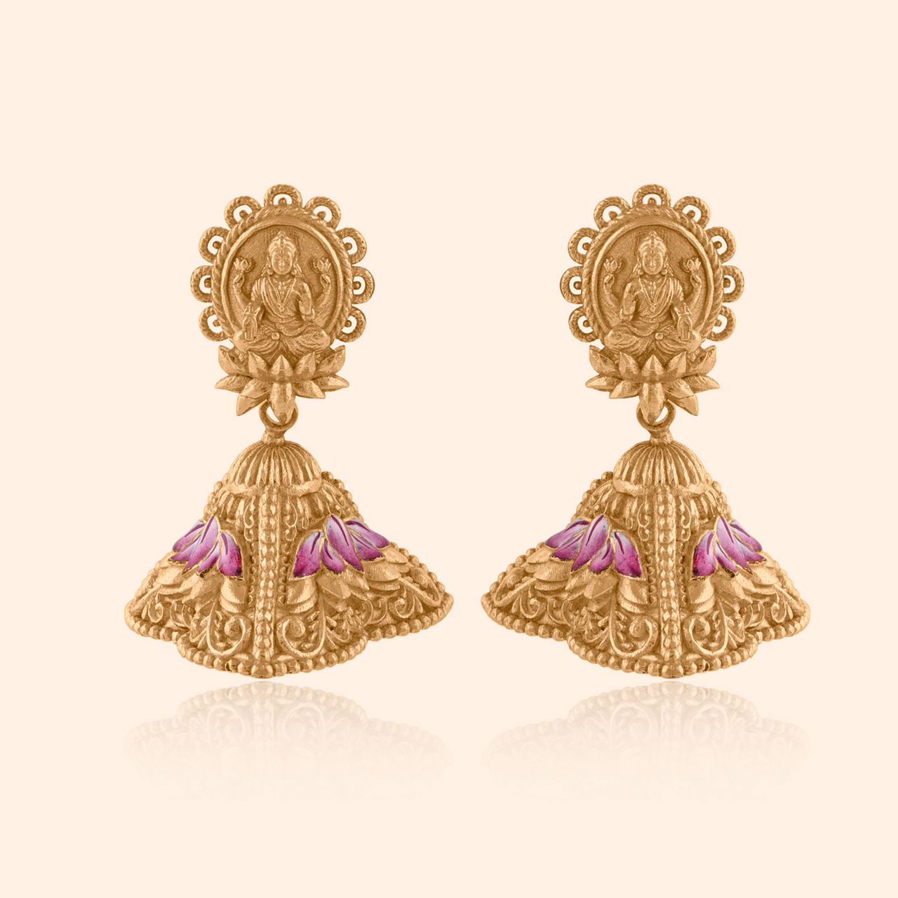 Dhanyavi Padma Gold Drop Earrings
