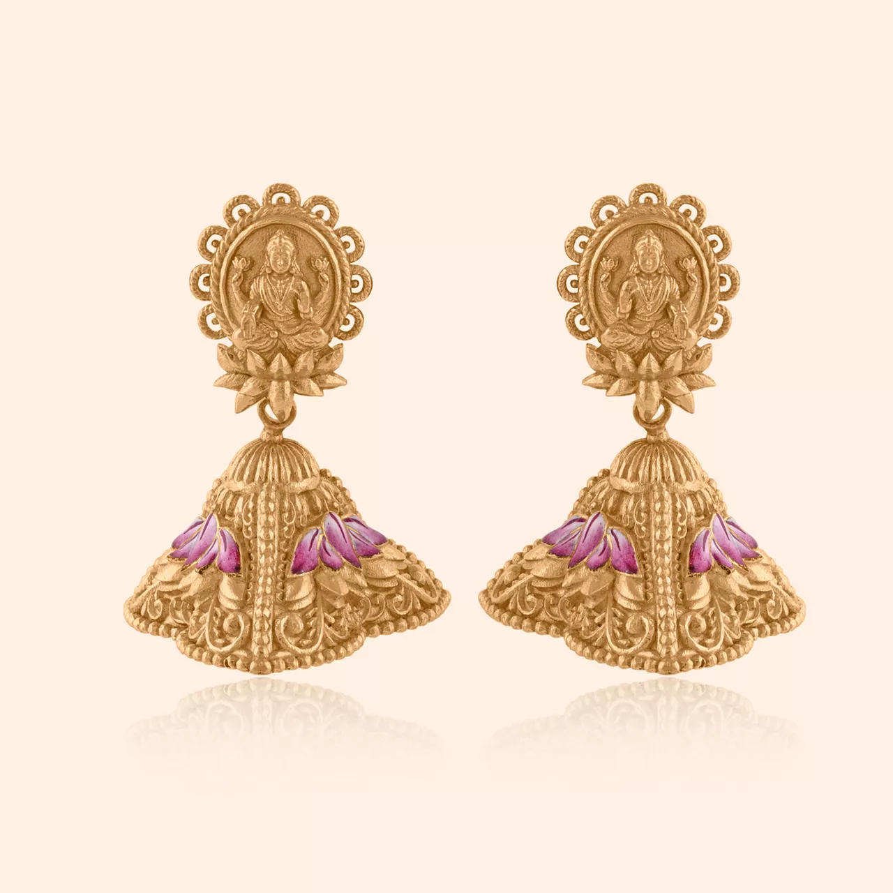 Dhanyavi Padma Gold Drop Earrings