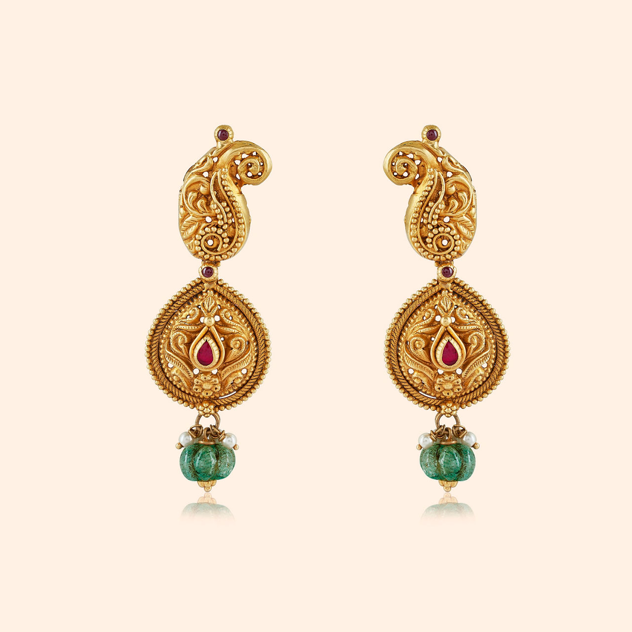 Salira Gold with Stones Drop Earrings