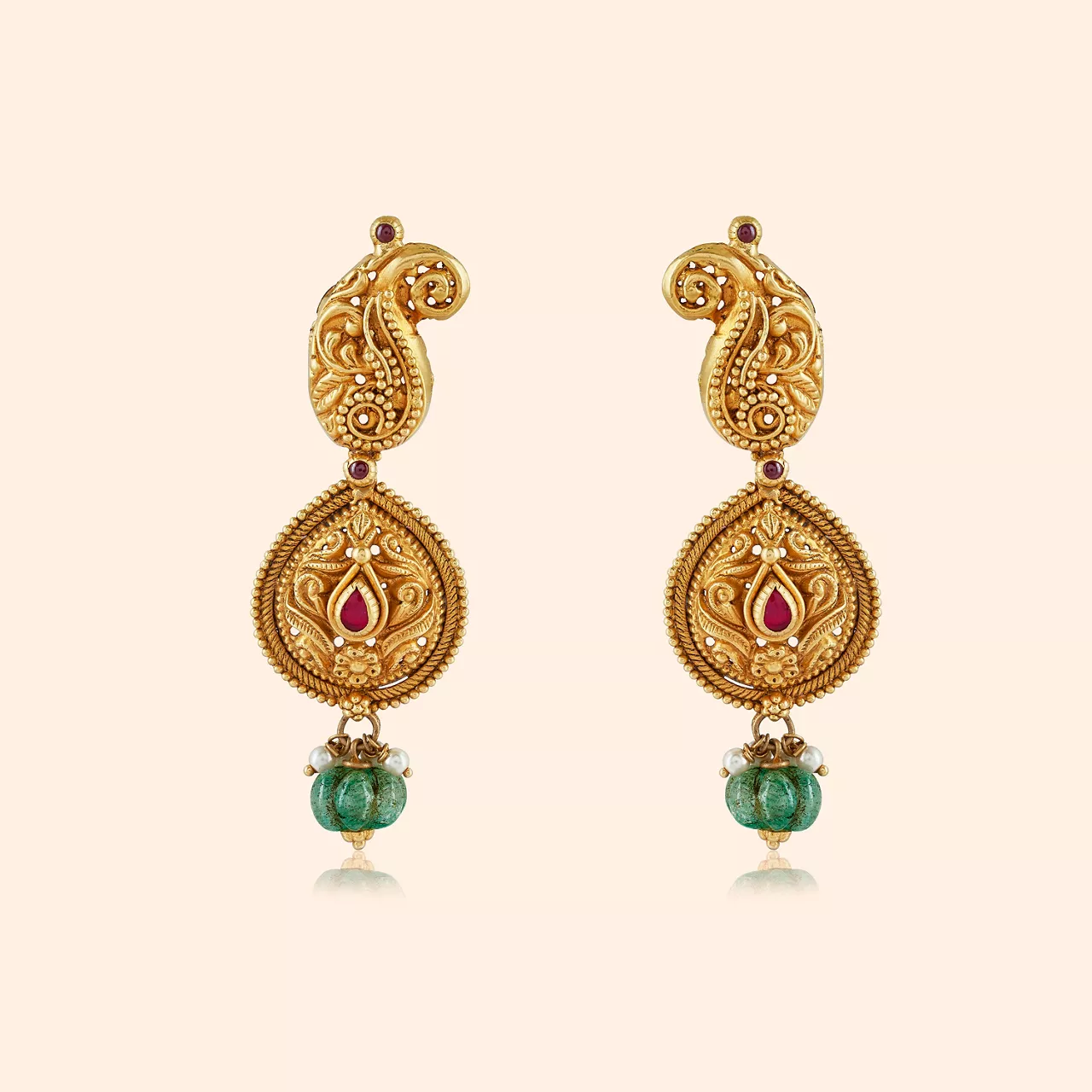 Salira Gold with Stones Drop Earrings
