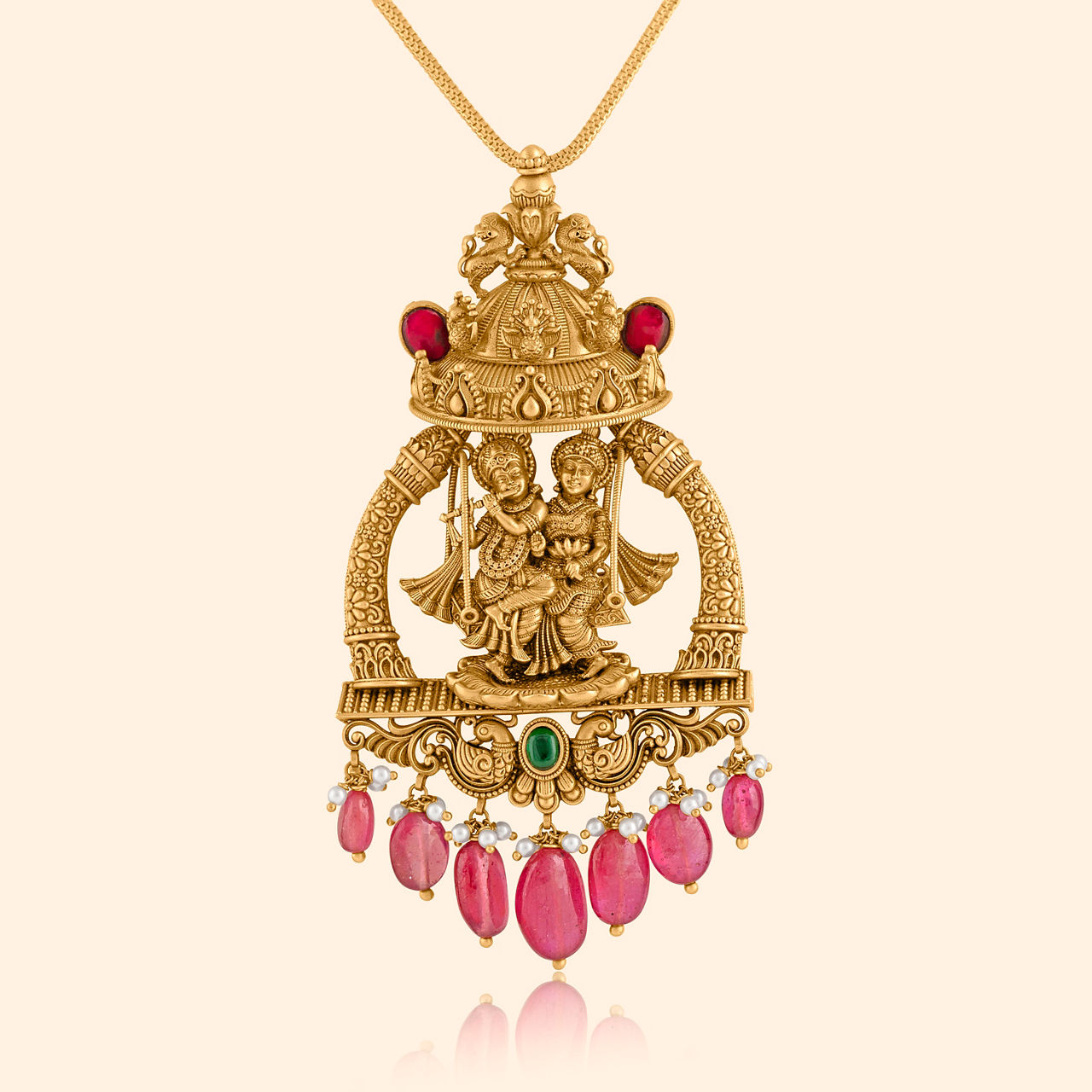 Radhe Krishna Gold Pendant