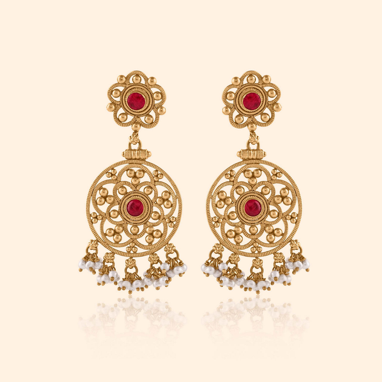 Nithika Gold Drop Earrings By Indriya - Aditya Birla Jewellery