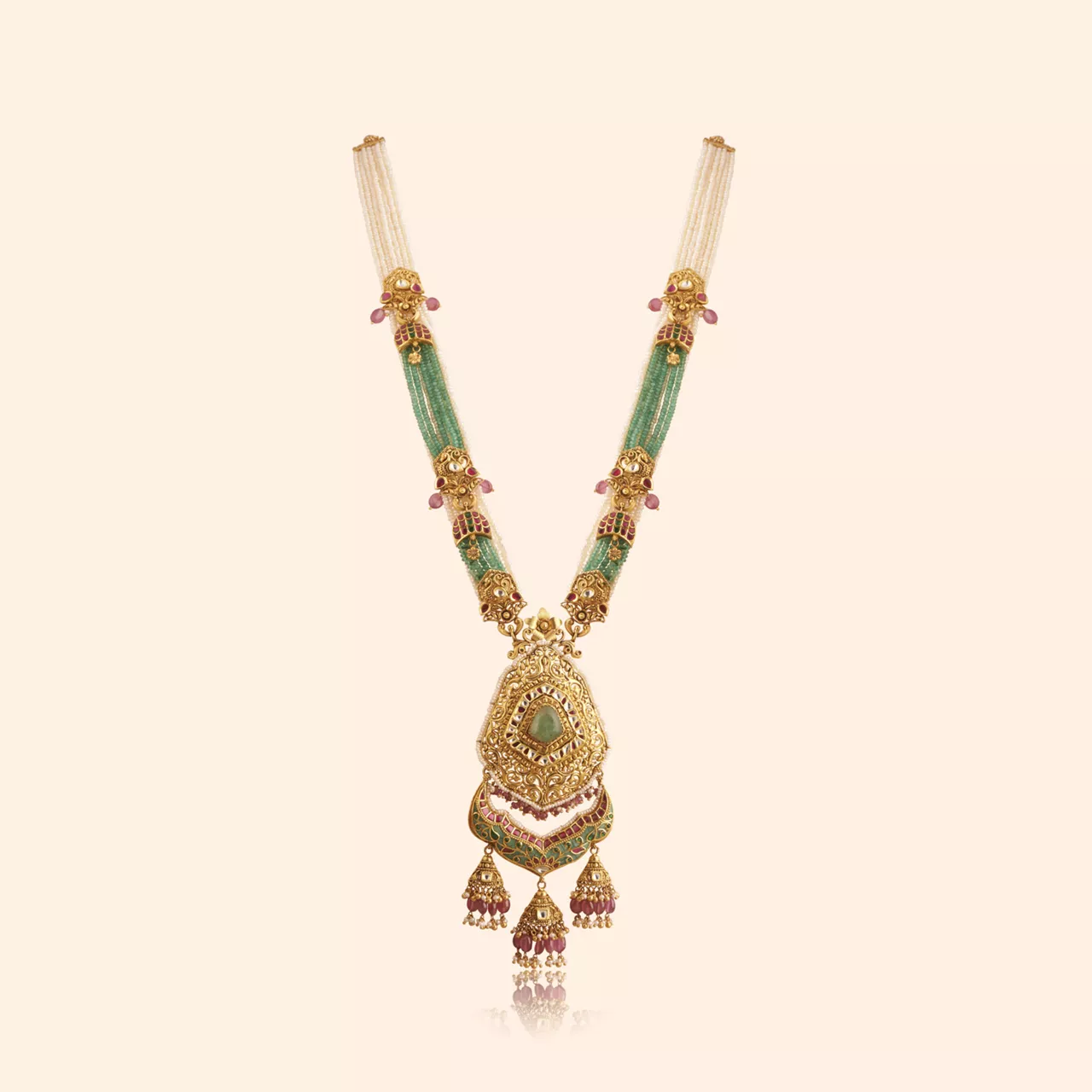 Shimmering Crest Gold Bridal Necklace