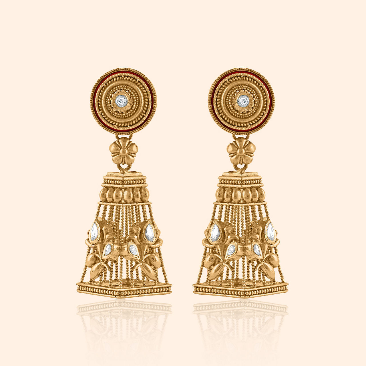 Ananda Peacock Gold Drop Earrings