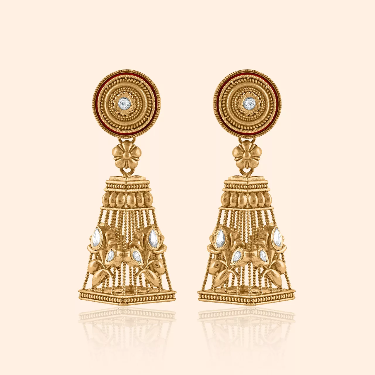Ananda Peacock Gold Drop Earrings