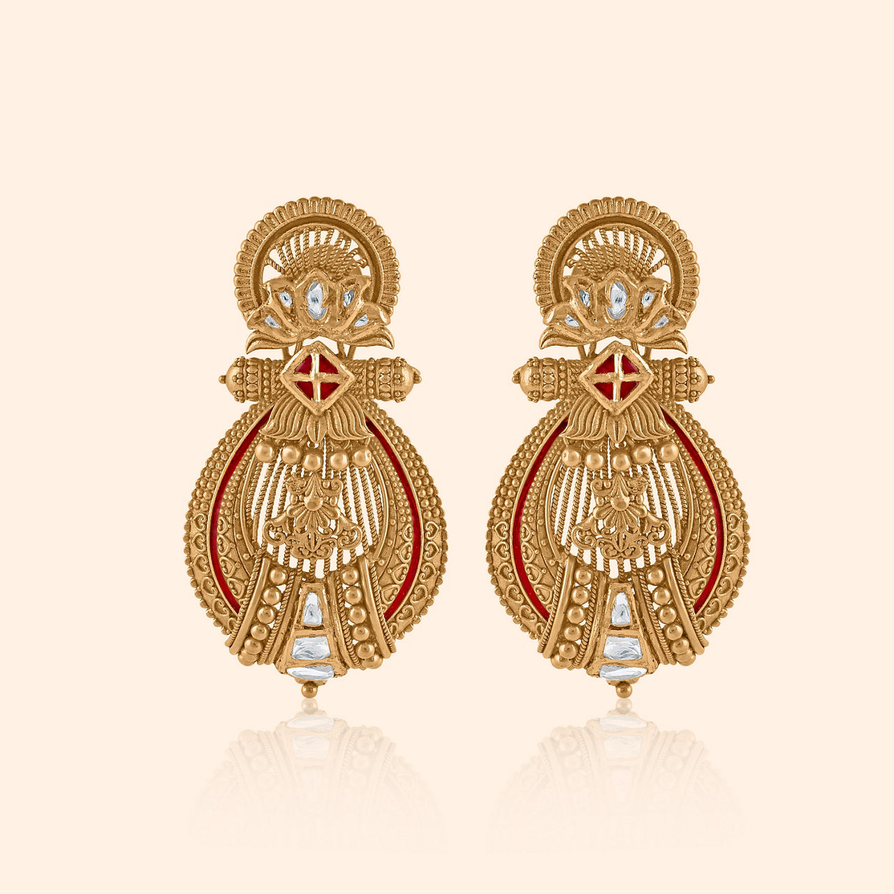 Temple Bloom Gold Drop Earrings