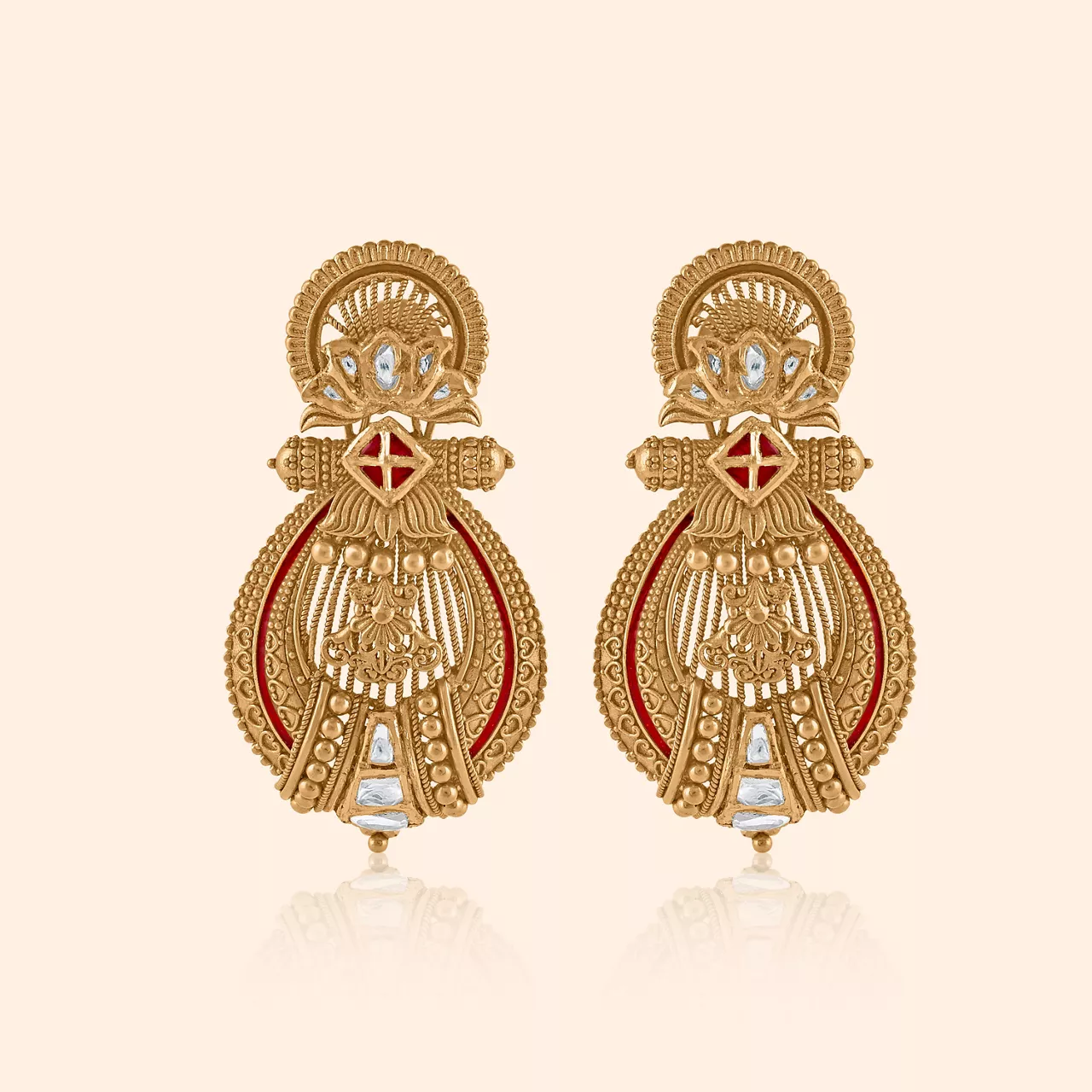Temple Bloom Gold Drop Earrings