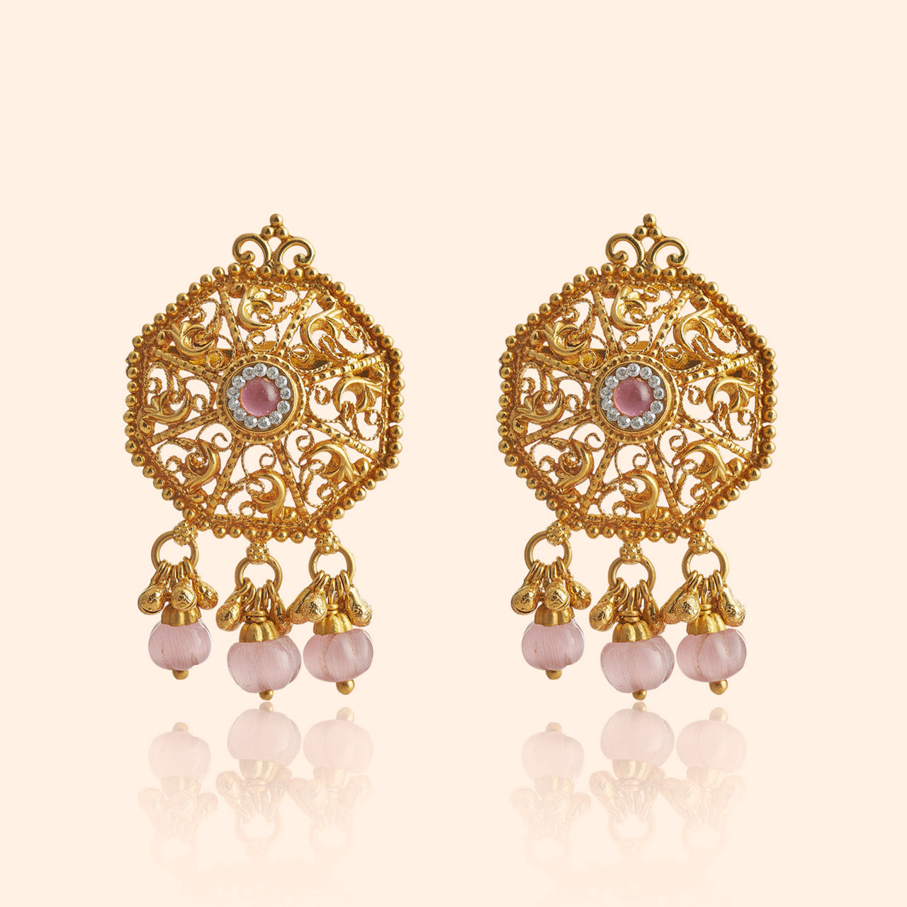 Pushpira Gold Drop Earrings By Indriya - Aditya Birla Jewellery