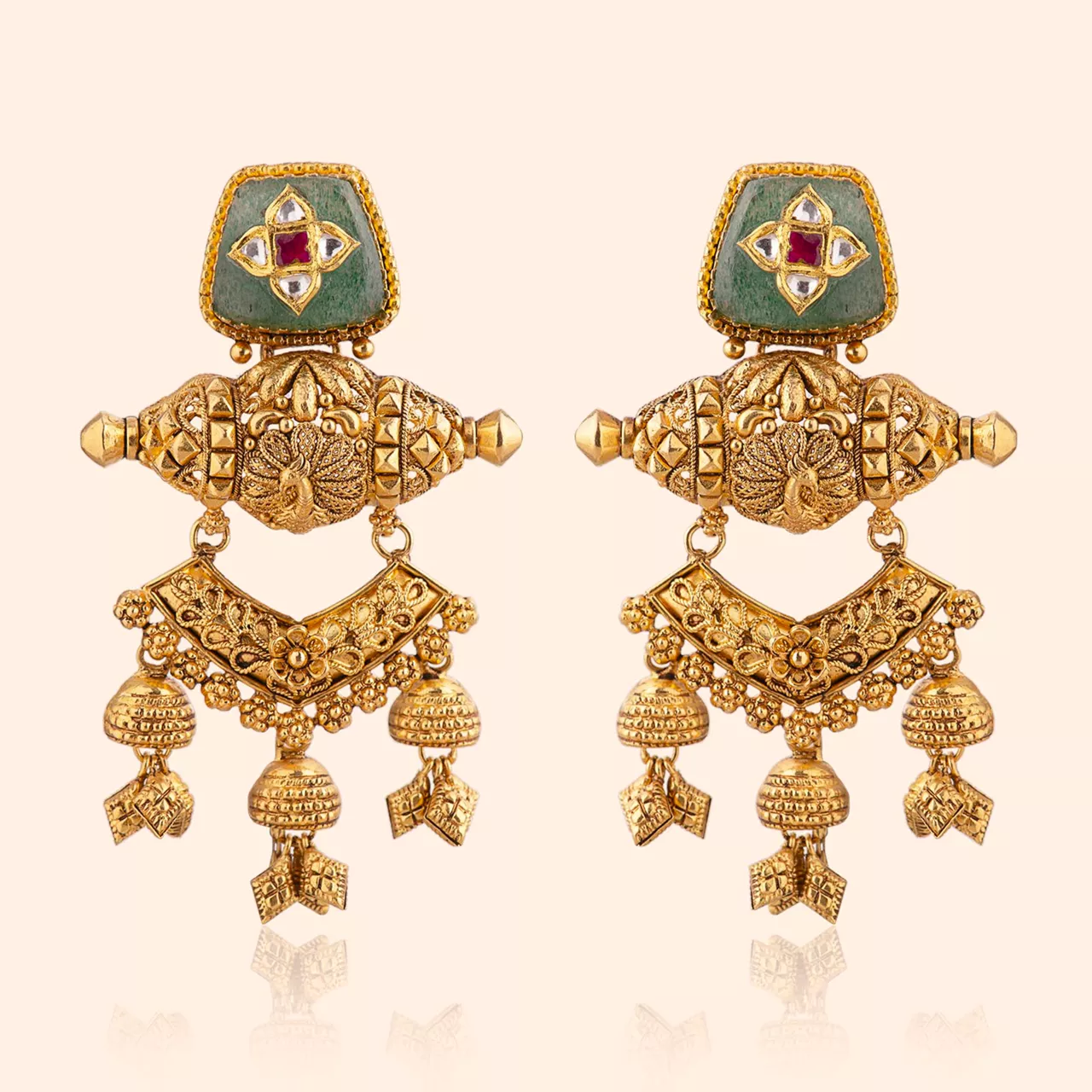 Divya Bandhan Gold Bridal Drop Earrings