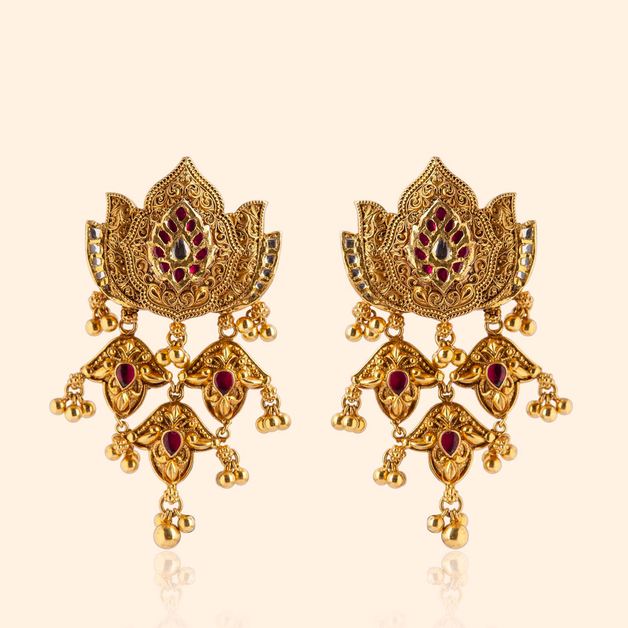 Padma Vows Gold Bridal Drop Earrings