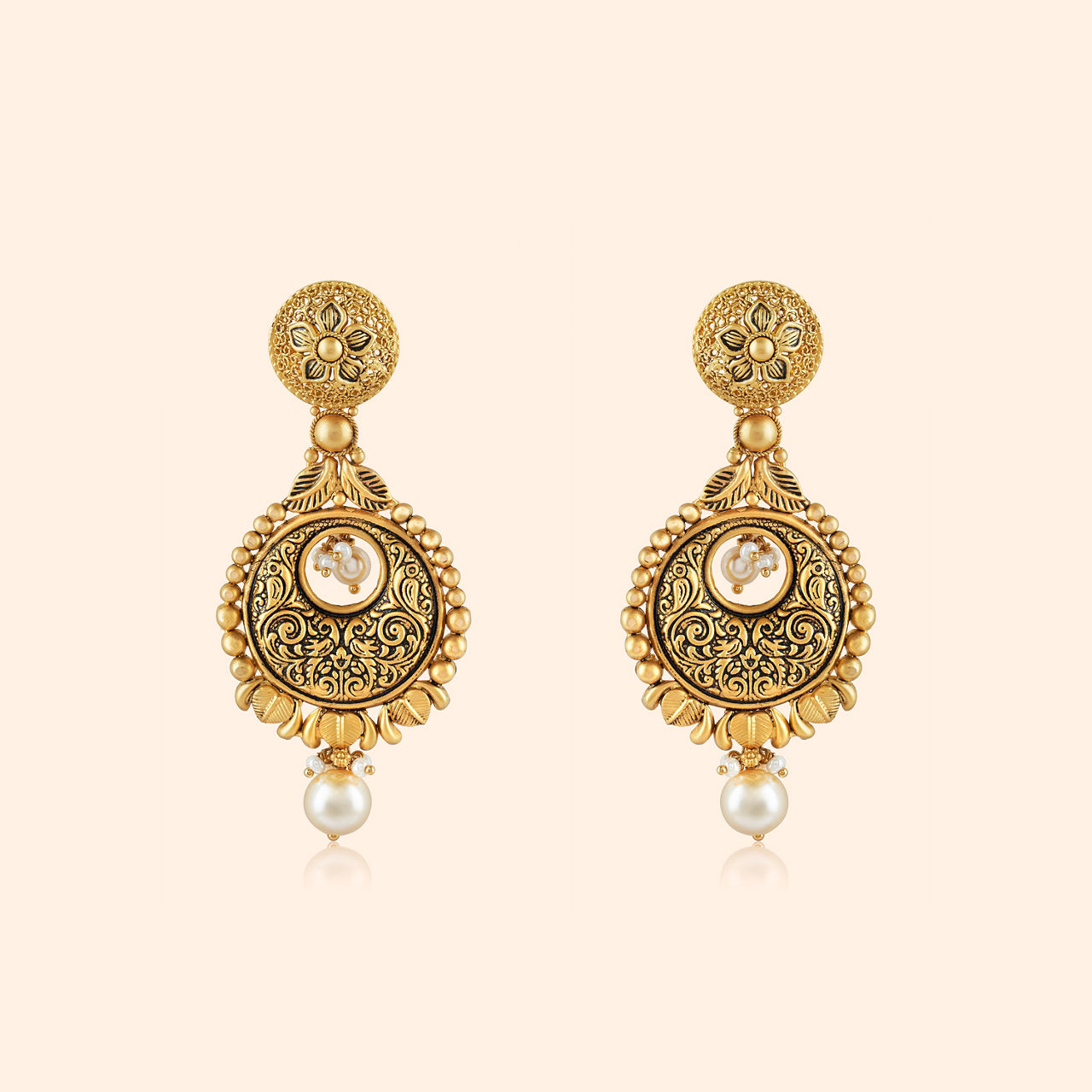 Rani Radiance Gold Drop Earrings By Indriya - Aditya Birla Jewellery