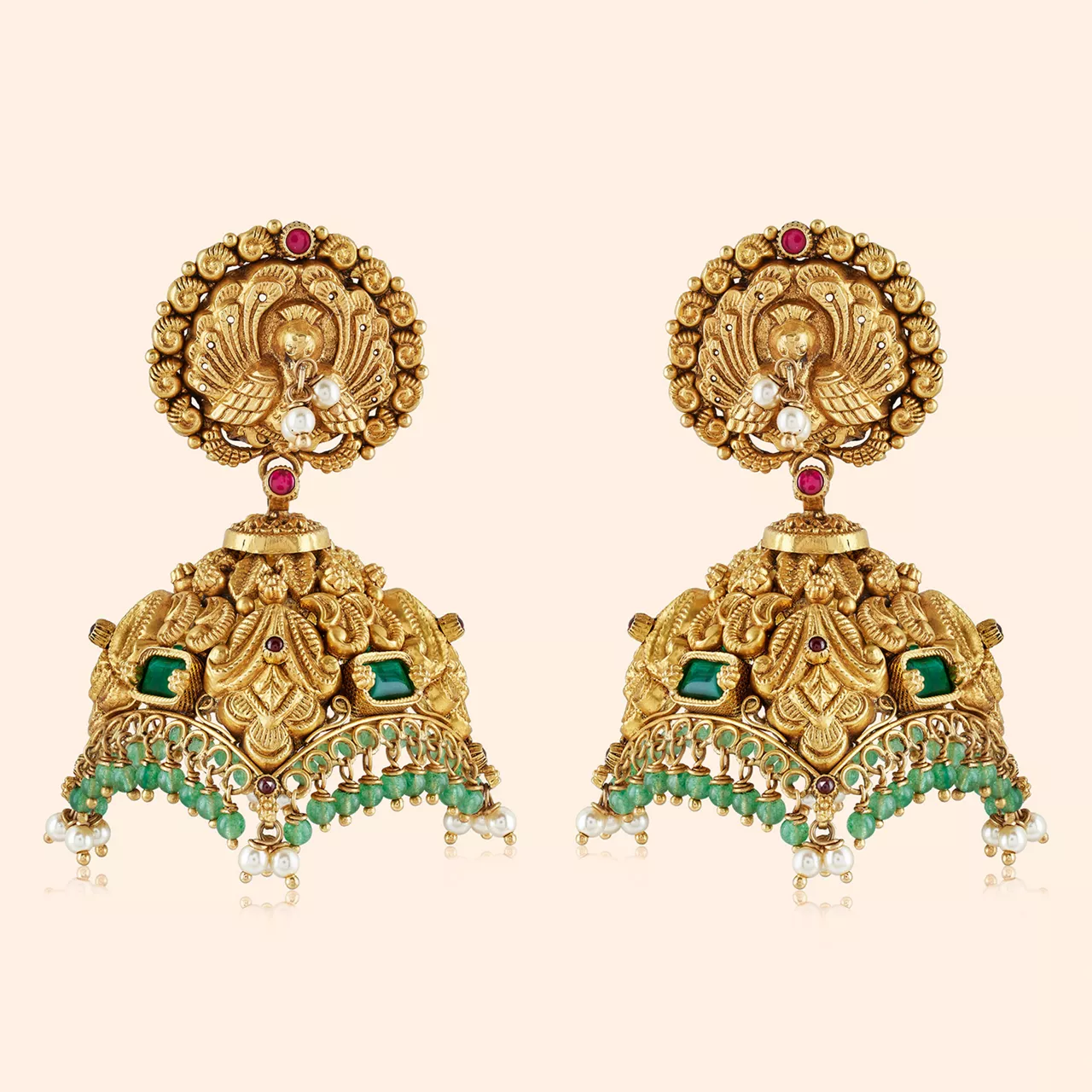 Mayura Kashi Gold Drop Earrings