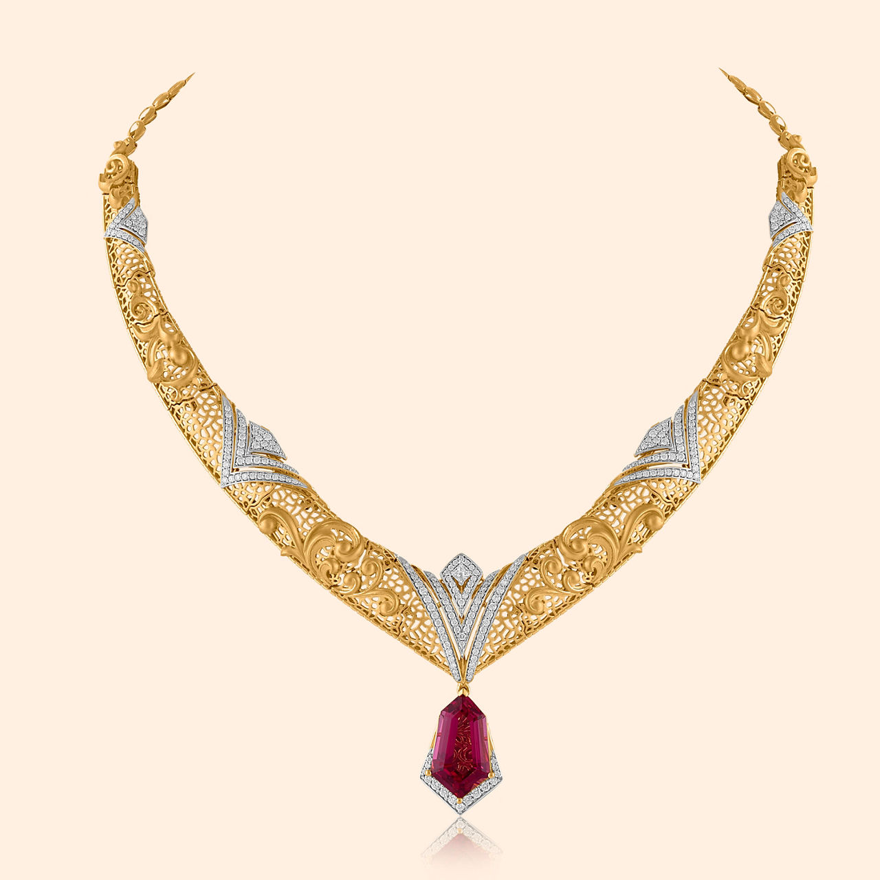 Adhvita Studded Gold Necklace