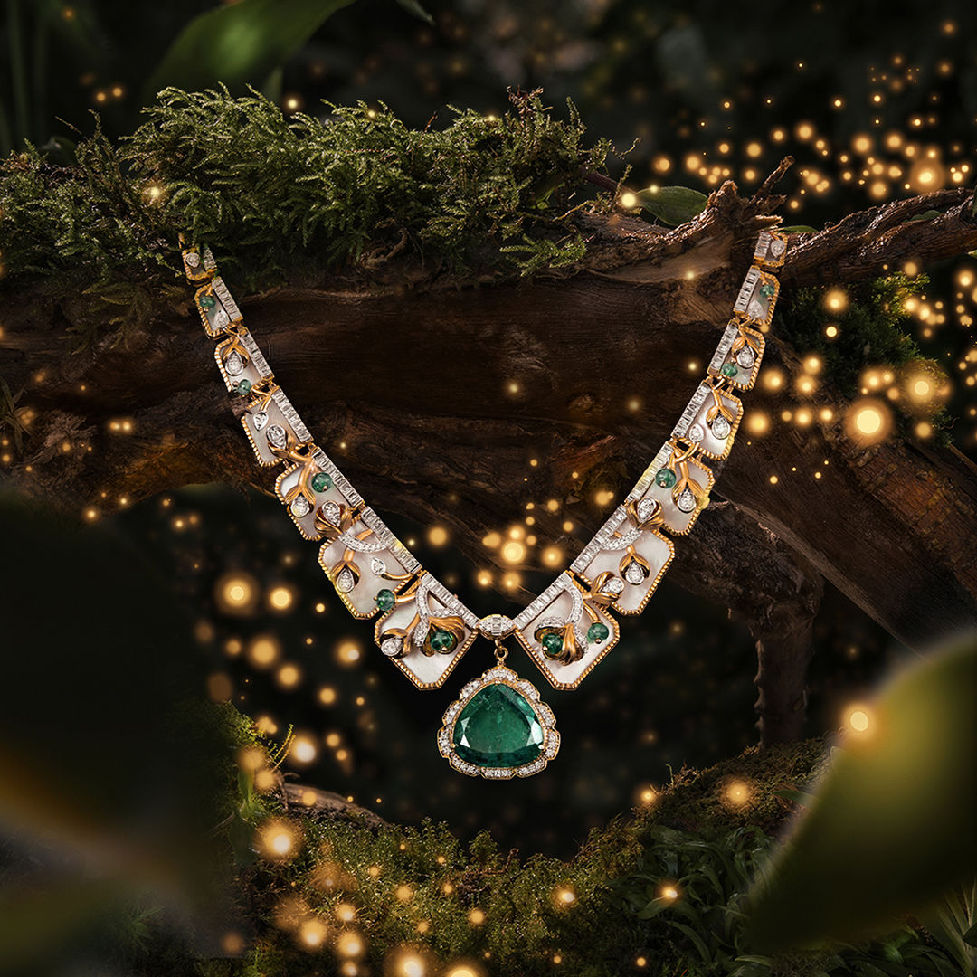Amala Diamond Necklace With Mother of Pearl