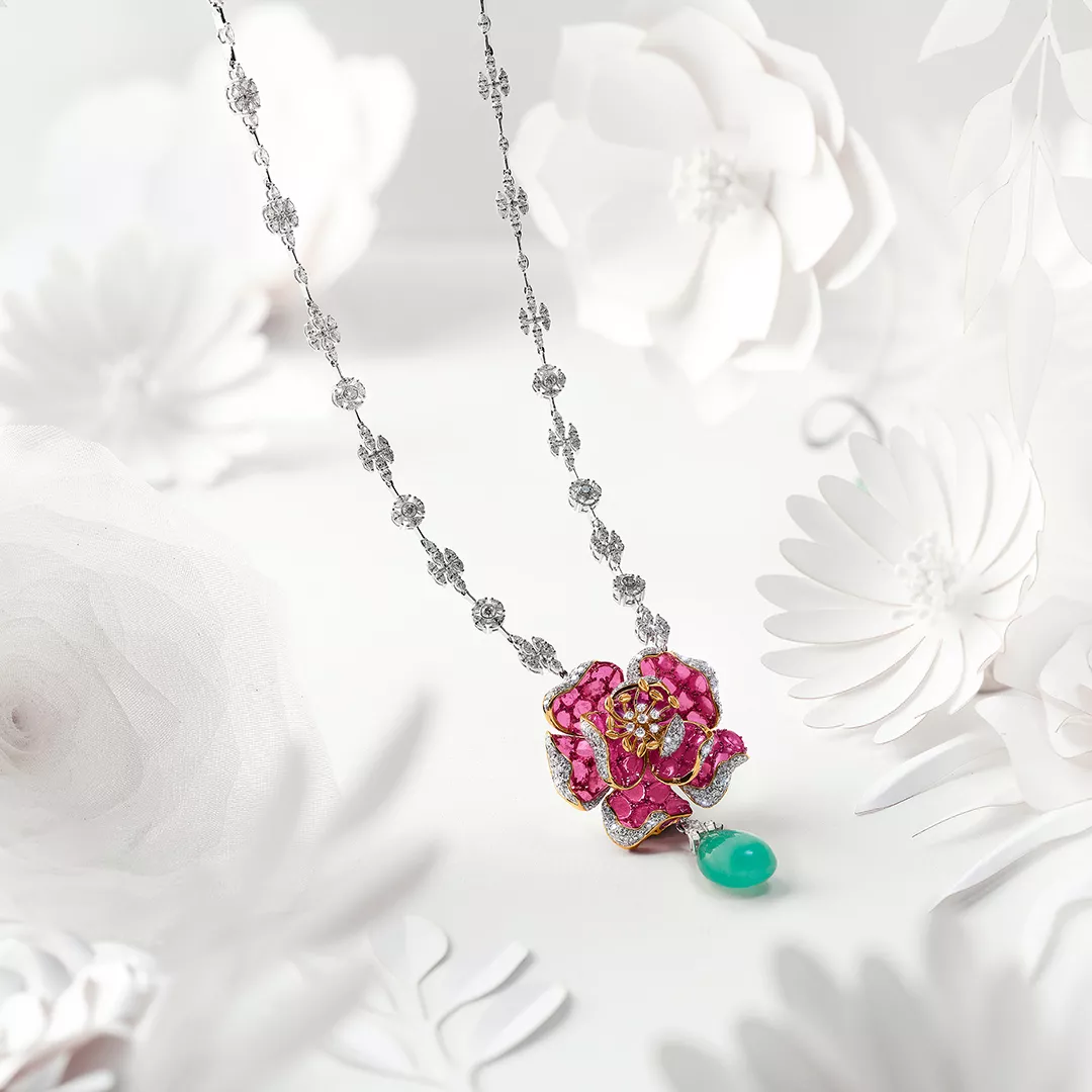 Cupid's Rose Diamond Necklace