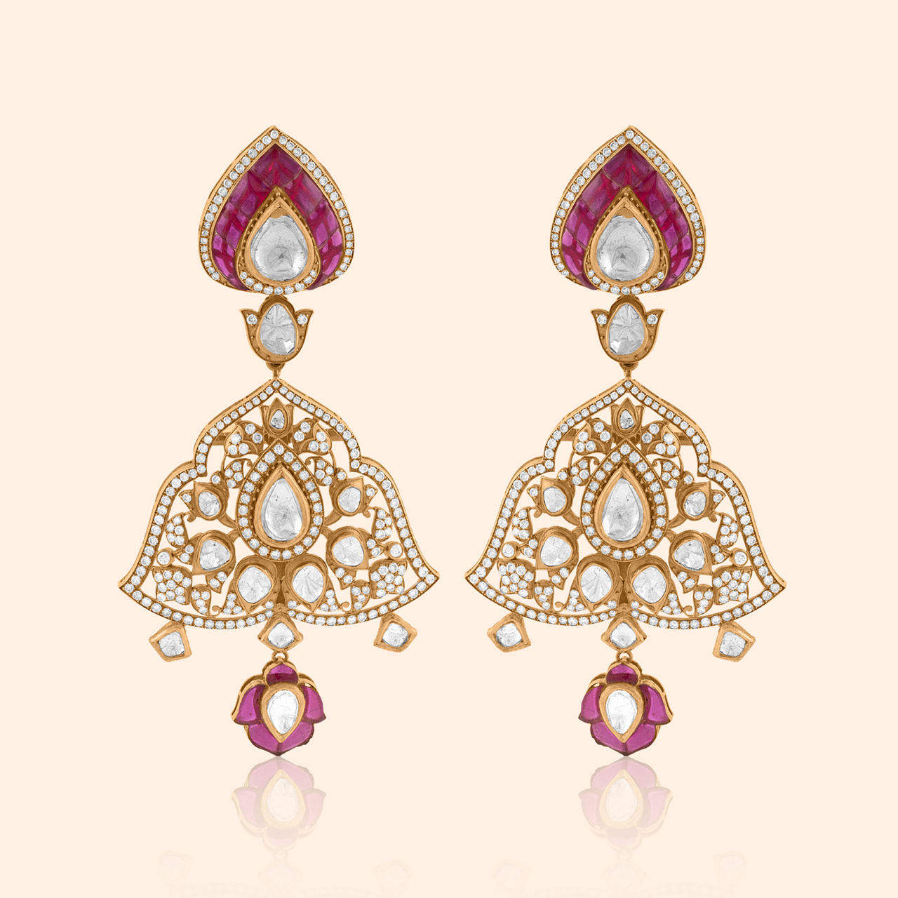 Imperial Polki Bridal Drop Earrings