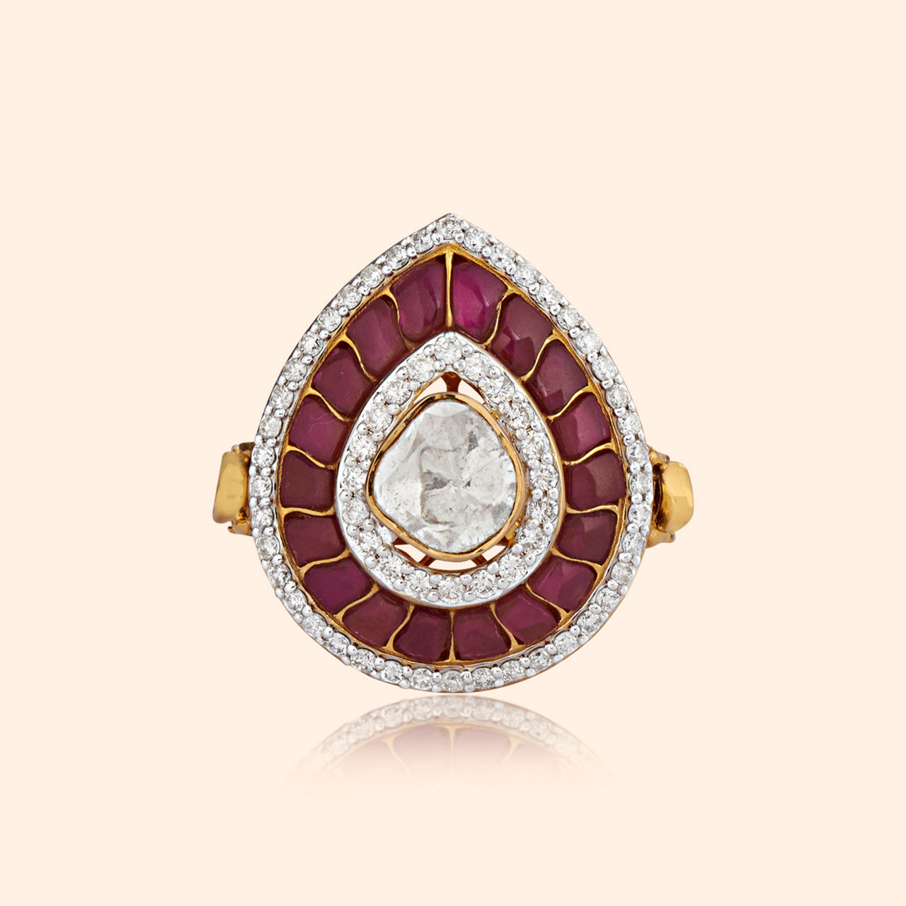Scarlet Marquise Polki Ring