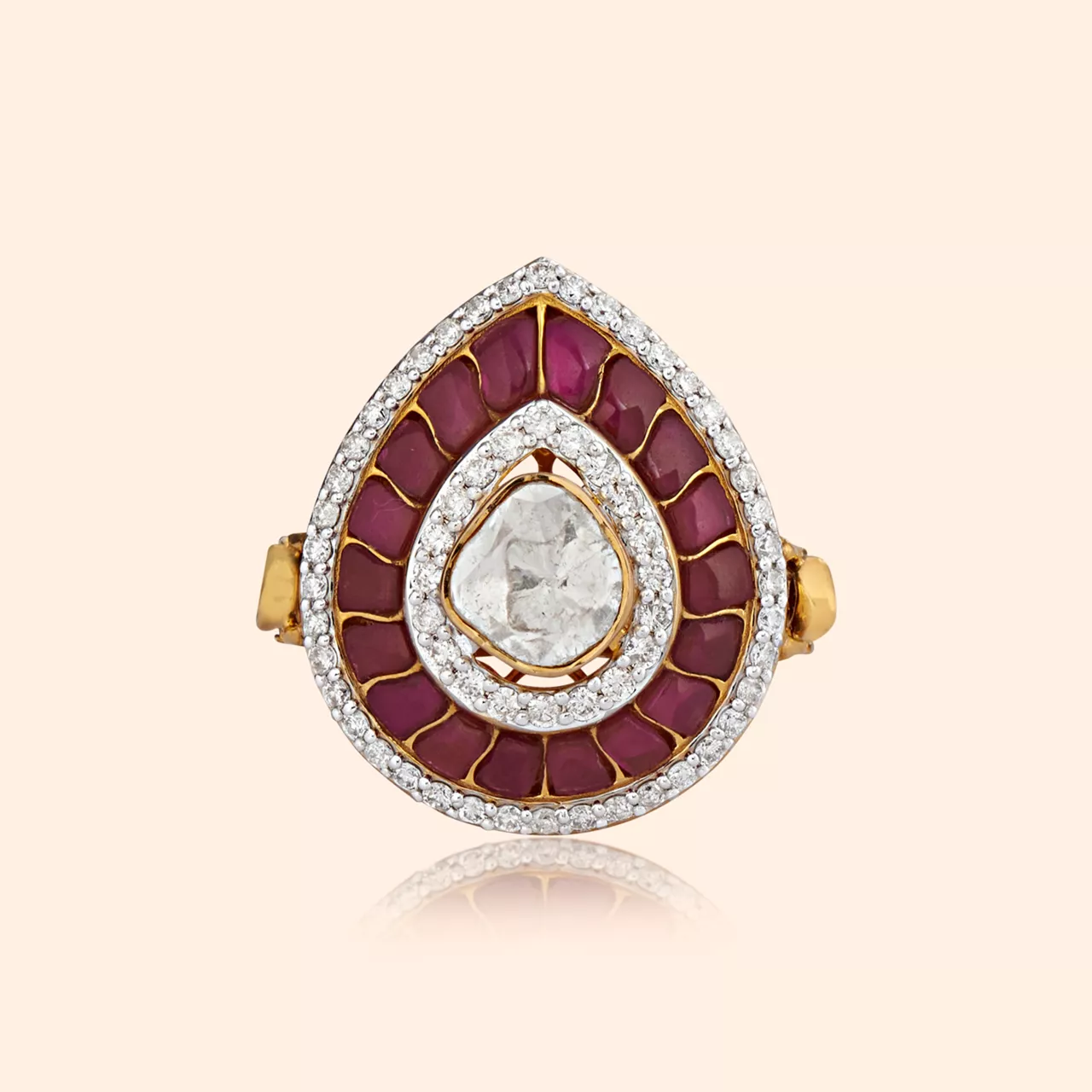 Scarlet Marquise Polki Ring