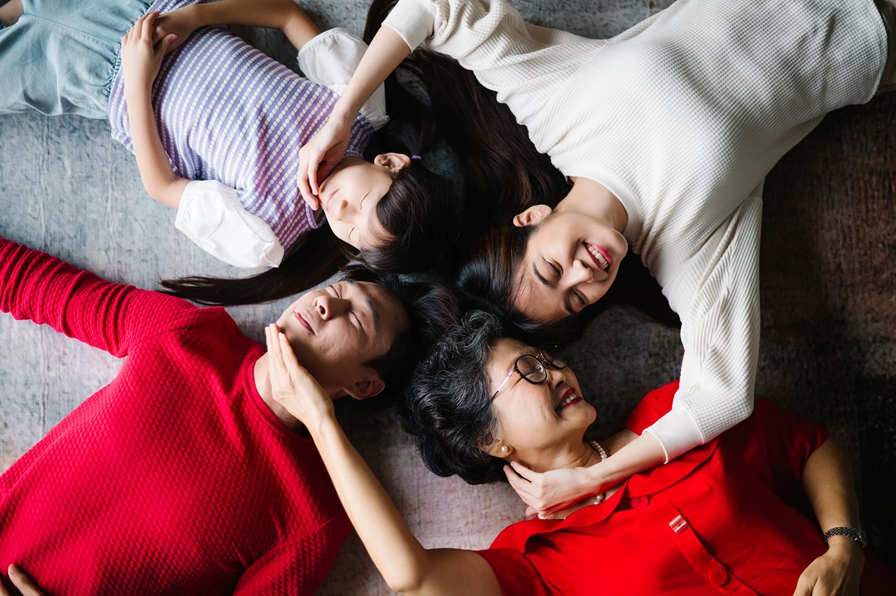 Happy Asia Chinese family moments.