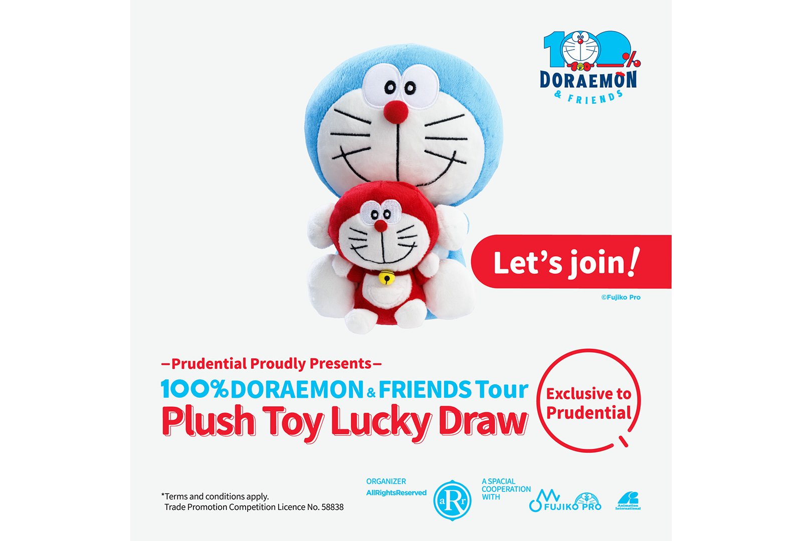 Prudential Proudly Presents “100% DORAEMON & FRIENDS Tour” Plush Toy (Exclusive to Prudential) Lucky Draw 