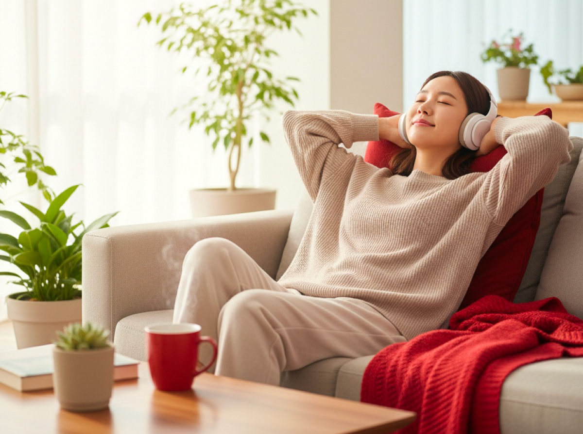 a girl enjoy her music