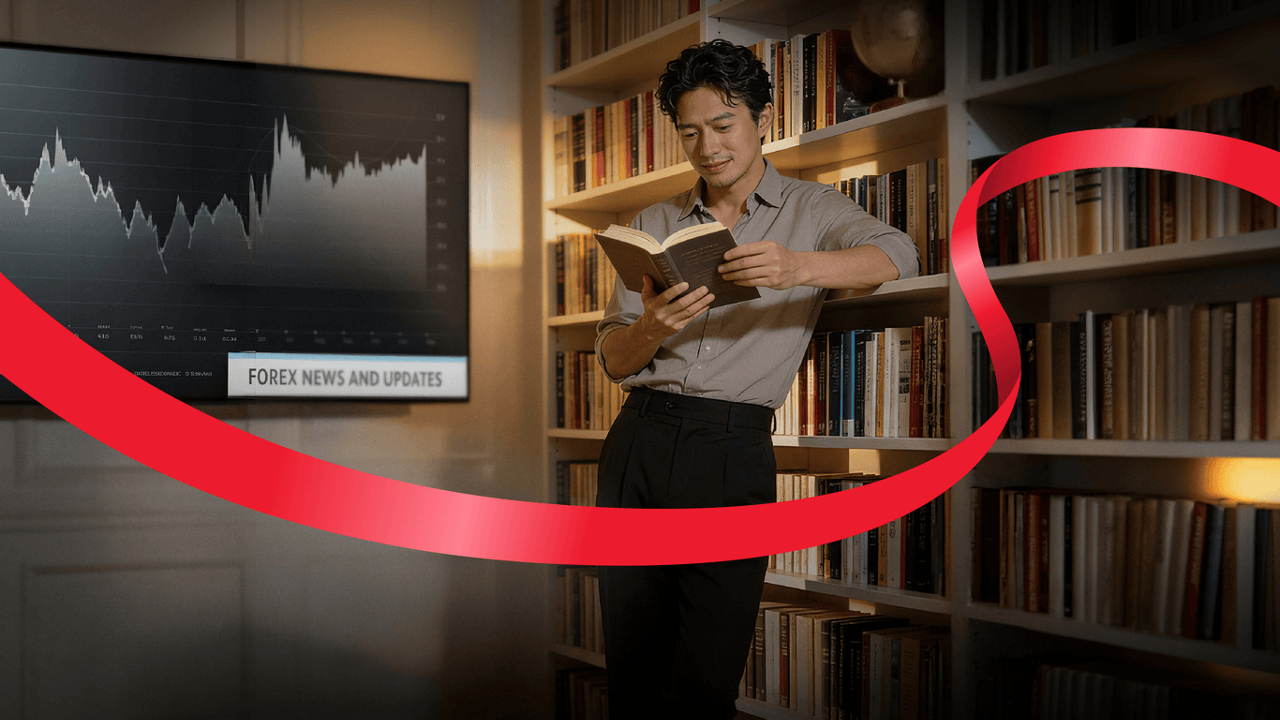 A man reading his book at the personal library