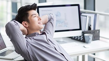 Person taking a computer break