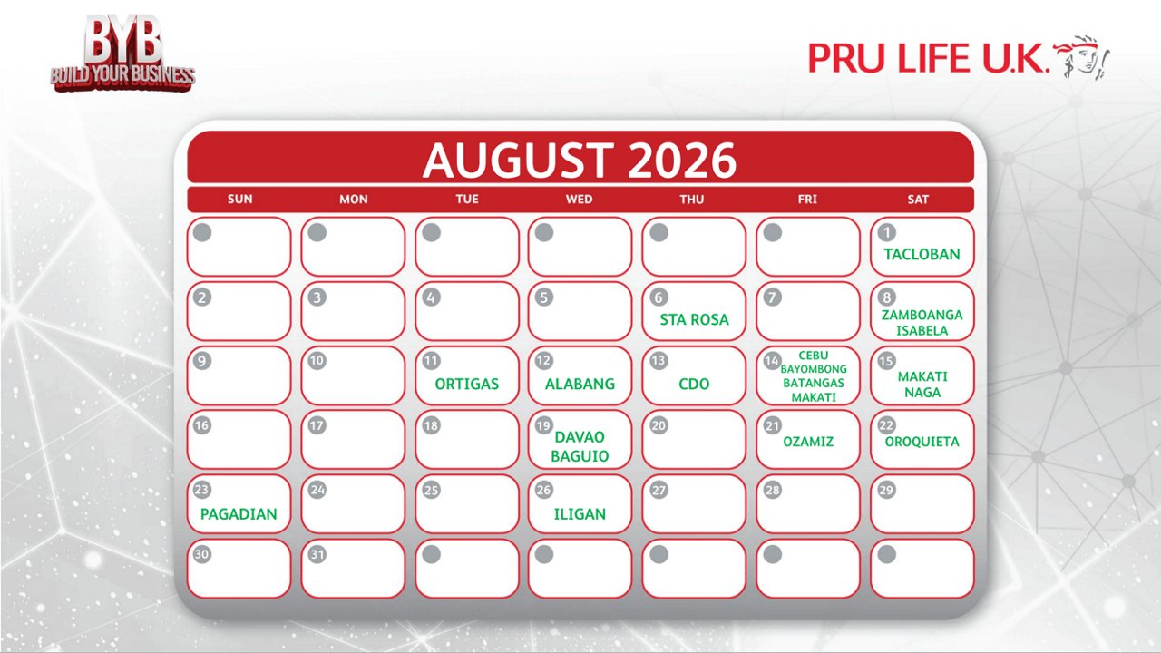 Schedule for BYB sessions