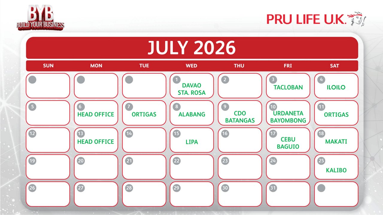 Schedule for BYB sessions