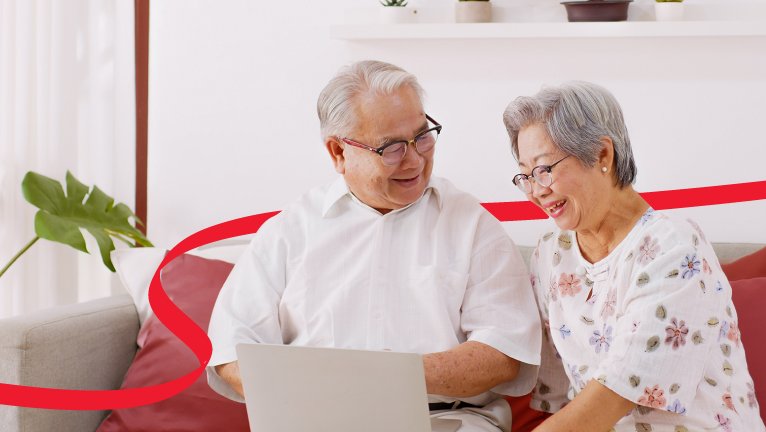 Confident retired couple enjoying a comfortable life together